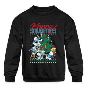 Merry Christmas with the Smurfs - Decorating Tree Festive Design Kids' Crewneck - Picture 1 of 7