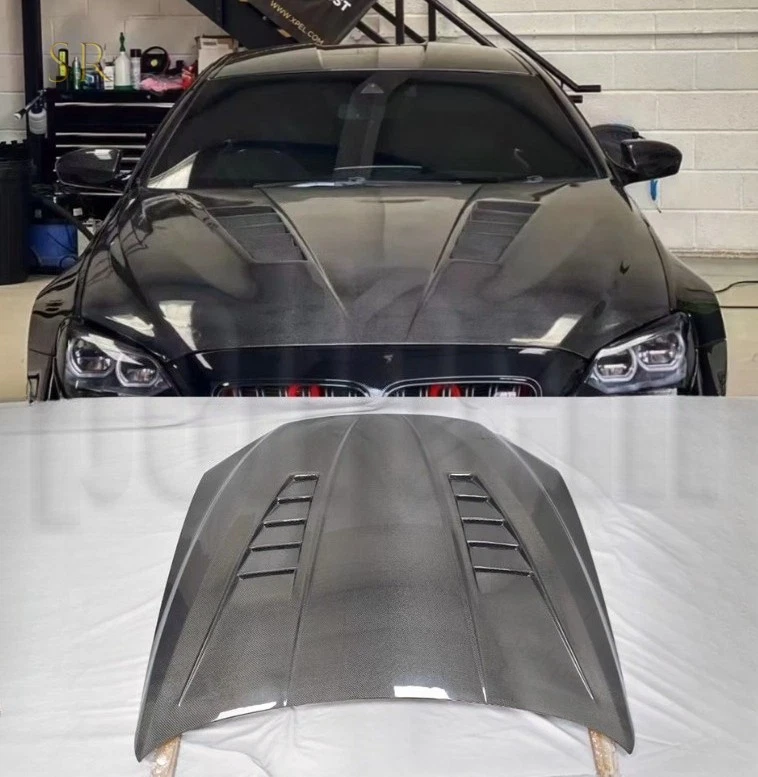 Real Carbon Fiber For BMW 6 Series M6 F06 F12 F13 Front Hood Vented Bonnet Cover - Image 1 of 4