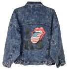 RARE Veste en jean à lavage acide The Rolling Stones - Taille homme XXL/2XL
