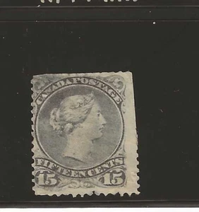 Canada Scott #30 usato 15c grigio Large Queen 1868 Victoria luce annullamento, difetti - Foto 1 di 2