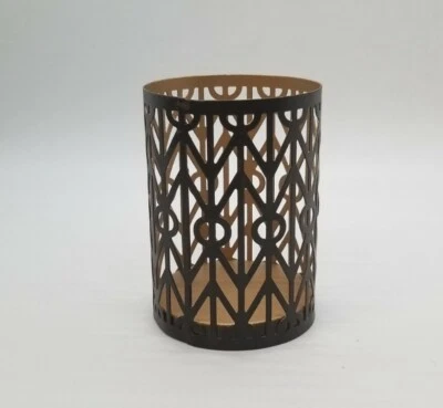 YANKEE CANDLE - WoodWick METAL Petite GEOMETRIC PATTERN Candle Holder NEW TAGS - Image 1 of 4