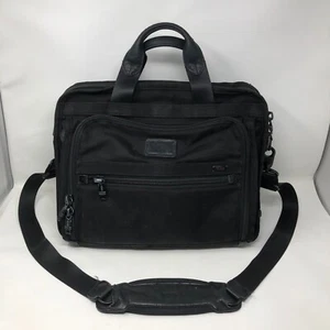 Tumi T Pass Laptop Bag Black Briefcase Removable Shoulder Strap Luggage - Picture 1 of 19