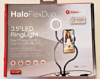 ON AIR Halo Flex Duo 3.5" LED Ring Light Flex Phone Holder Clip-On Grip Mount - Image 1 of 2