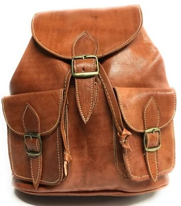 MOCHILA DE CUERO MARRON 100 % PIEL GENUINA ALTA CALIDAD - Imagen 1 de 4