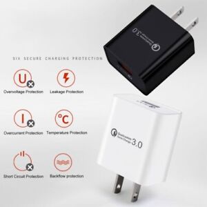 2 Pack 3.0 Amp Quick Charger Adapter USB For Samsung iPhone iPad LG Fast Charge