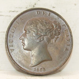 1853 One Penny Coin Queen Victoria One Penny Münze - TOP GRADE #5 - Bild 1 von 2