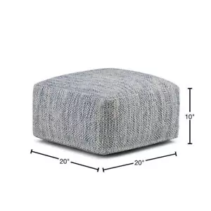 Simpli Home Boho Square Pouf 10" H X 20" W, Cotton Upholstery, Denim Melange - Picture 1 of 8