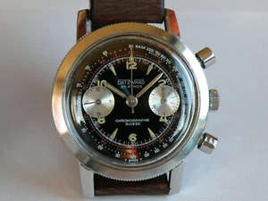 DATZWARD-CHRONOGRAPHE SUISSE-20 ATMOS-CRONO MANUALE-37 MM-ACCIAIO-VALJOUX 92 - Picture 1 of 12
