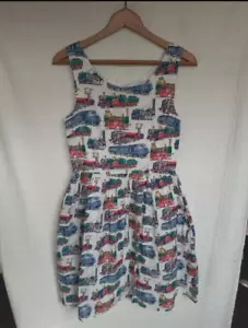 Cath Kidston Vintage Steam Train Fit & Flare Dress Size 10 - Picture 1 of 9
