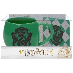 Harry Potter Slytherin Wappen Grün & Schwarz 16 Unzen Glänzend Keramik Tasse & Untersetzer Set - Bild 1 von 3
