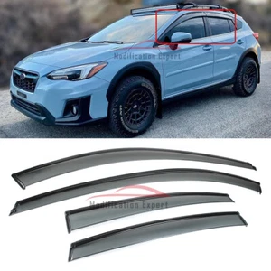 For 18-2023 Subaru XV Crosstrek Black Trim Smoke Tinted Window Visor Rain Guards - Picture 1 of 5