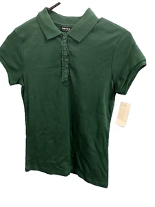 NWT XL Nautica Green Girls Collared Shirt Top Short Sleeve Polo Style - Picture 1 of 4