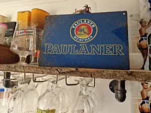 Paulaner metal Beer sign,mancave, Beer Hut. Vintage Look. - Foto 1 di 1