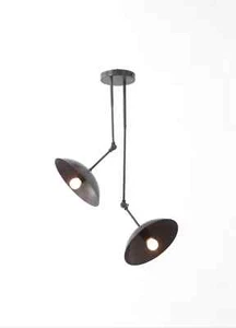 2 luces colgante cúpula moderna de mediados de siglo latón crudo Sputnik lámpara accesorio de luz - Imagen 1 de 6