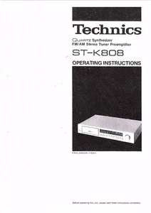 Technics  Bedienungsanleitung user manual owners  für ST- K 808 englisch Copy - Picture 1 of 1
