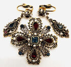 ART Arthur Pepper Maltese Cross Brooch & Earrings Demi Signed Vintage Jewelry