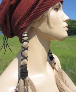 Leather Ponytail Holder Hair Wraps Rennaissance Fair Cosplay Hair Jewelry Ties - Picture 1 of 28