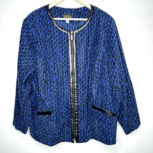 Bob Mackie Wearable Art Fleece Women's 3X Blue/Black Fleece Full Zip - Picture 1 of 8