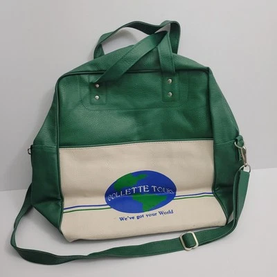 Collette Tours Green Vinyl Carry On Hard Bottom Airline Bag With Strap - Image 1 of 4
