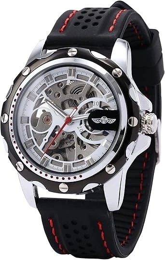 Reloj automático AMPM24 Skeleton para hombre correa de silicona negra mecánico deportivo PMW08 Foto 1 de 4