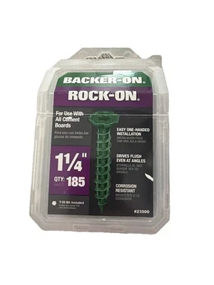 (185-Pk) Tornillos de tablero de cemento de cabeza plana Rock-On Star con respaldo 9 x 1-1/4 Foto 1 de 2
