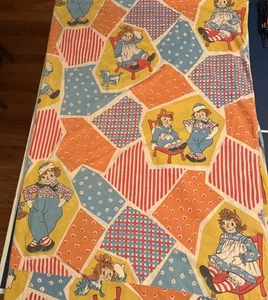 Vintage 70s Raggedy Ann & Andy Twin Flat Sheet Patchwork Bobbs-Merrill - Bild 1 von 11