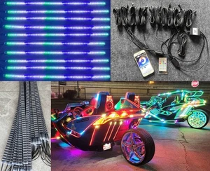 16PCS 1FT IP68 Waterproof Chasing LED Underglow Lights Car Truck Quad Row Strips - Picture 1 of 13