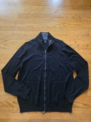 Banana Republic Luxury Blend Cardigan Mens Large Full Zip Black Silk Cashmere - Image 1 of 4