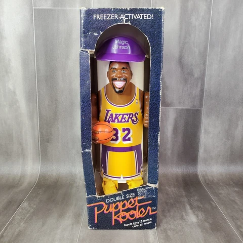 Magic Johnson Los Angeles Lakers VTG 1989 Puppet Kooler Cup Freezer Can Cooler Cover