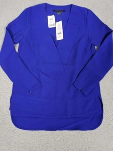 FRENCH CONNECTION Women's Top Size 0 Blue Tunic Long Sleeve V Neck Beautiful! - Bild 1 von 18