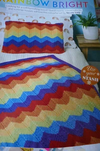 Knitting Pattern Rainbow BlankBlanket In 6 Colours Of Aran Wool. - Picture 1 of 2