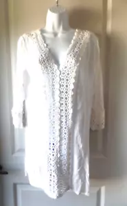 WOMEN'S, SWIM COVER UP, WHITE, NEW, SALTY LEMON, SIZE S - Picture 1 of 16