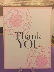 Card Set Of 4 Stampin Up Blended Bloom "Thank You" One Layer Card - Foto 1 di 1