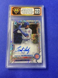 2021 BOWMAN CHROME Cristian Hernandez 1ST AUTO RC SP /299 Speckle 3DG 10 FL - Picture 1 of 2