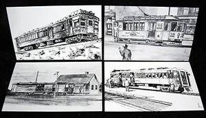 Gas Electric Railway Post Office Cars 1991 Set of 4 Post Cards Artist John Lass - Picture 1 of 5