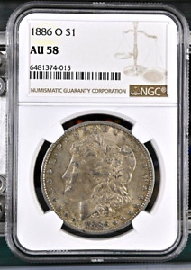 1886 O NGC AU58 Morgan Dollar $1 US New Orleans Mint Silver Rare Key Date