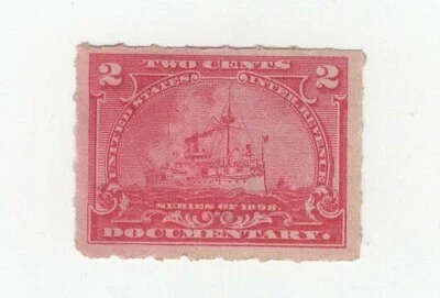 US Revenue 1898 R164 Battleship 2c Documentary Tax Stamp Thin MNG - Image 1 of 3