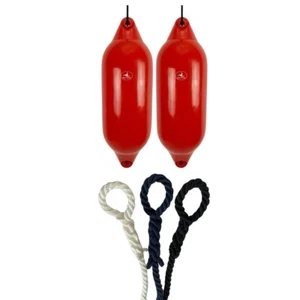 2 x HURRICANE Boat Fenders: Red PM07 - FREE SPLICED END 10MM ROPE - Picture 1 of 2