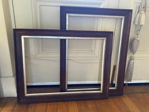 Pair Antique Oak Carvers Frames Picture Painting Old Masters Wood Wooden Inserts - Picture 1 of 12