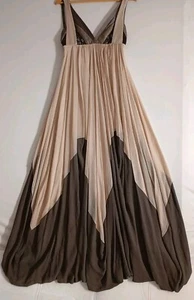 bcbg Max Azria Runway Maxi Dress Large prom silk elegant goddess V-neck READ - Picture 1 of 10