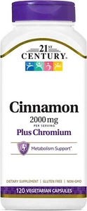 21st Century Cinnamon 2000 mg Per Serving Plus Chromium Vegetarian, 120 Capsules - Picture 1 of 5