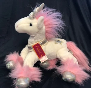 Animal Alley Blanco UNICORNIO 15" Peluche Nuevo con Etiquetas Rosa Plata Collar Estrellas Juguetes R Us T5 - Imagen 1 de 3