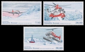 Greenland 2012 Civil Aviation, Aircraft & Helicopters, Set of 3 UNM /MNH - Picture 1 of 1