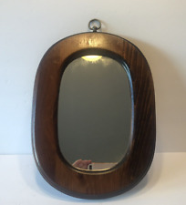 Vintage Oval Wood Framed Mirror Wall Decor Hanging 14.25" x 9.5"