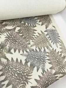 3.9 metres grey, taupe, mink leaf printed velvet upholstery fabric FREE POSTAGE - Imagen 1 de 4