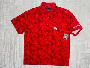 CAMISA UH Houston Cougars Logo Roja Hawaiana Aloha Floral Luau Chiliwear NUEVA CON ETIQUETAS XL - Imagen 1 de 20