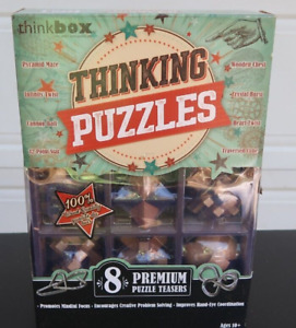Thinking Puzzles 8-Pack Games for Adults & Kids Storage Shelf Included New   L15