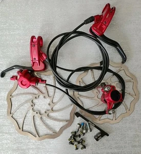 MAGURA MARTA SET FRENI A DISCO ROSSO IDRAULICI ANTERIORI E POSTERIORI 180/160mm ROTORI z229 - Foto 1 di 10
