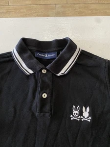 Psycho Bunny Pima Cotton Short Sleeve Black Polo Shirt Boys Size 14-16 L - Picture 1 of 9