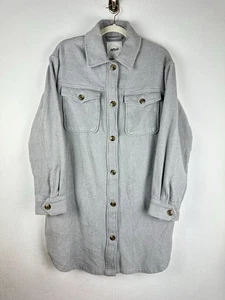 Aerie Long Flannel Gray Trucker Long Sleeve Button Up Shacket Women’s Size M - Bild 1 von 12